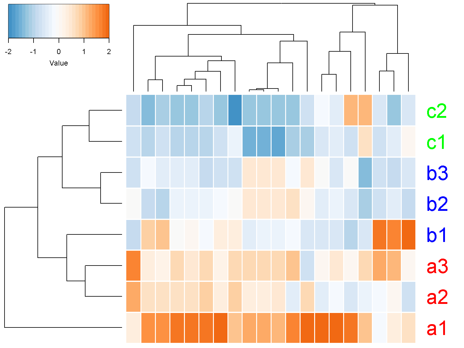 Hierachical clustering and heatmap